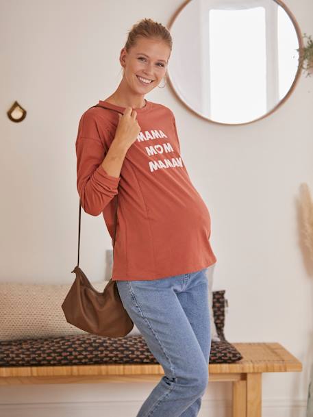 Shirt mit Messageprint für Schwangerschaft & Stillzeit  Oeko-Tex - braun - 2