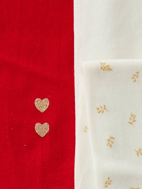 2er-Pack Mädchen Strumpfhosen, Glitzermotive - rot - 2