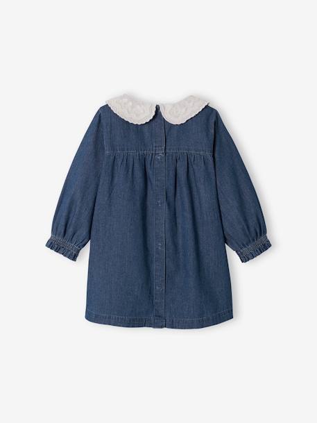Mädchen Baby Jeanskleid mit besticktem Kragen - blue stone - 2