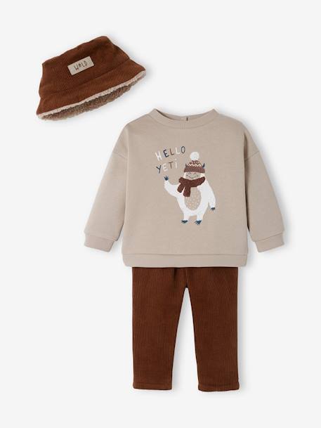 Baby-Set: Sweatshirt, Hose & Hut - grau - 1