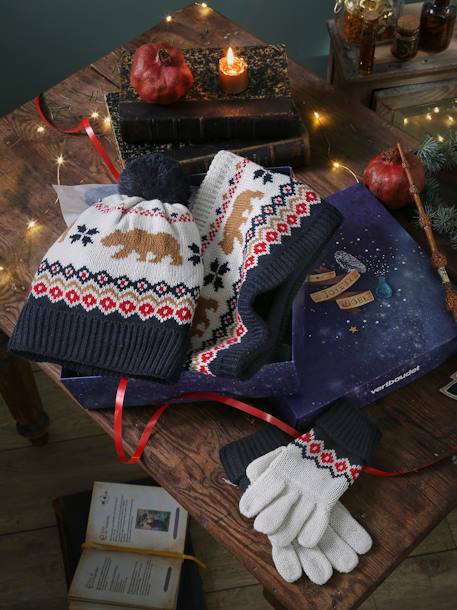 Jungen Geschenk-Set: Mütze, Loopschal & Handschuhe, Weihnachten - nachtblau - 1