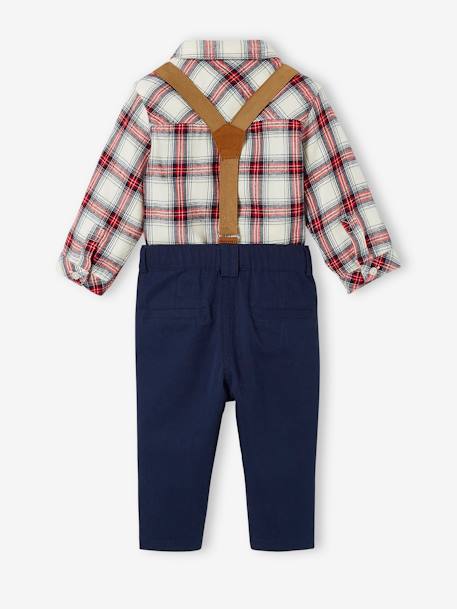 Jungen Baby-Set: Hemd, Hose mit Hosenträgern & Fliege - wollweiß - 4