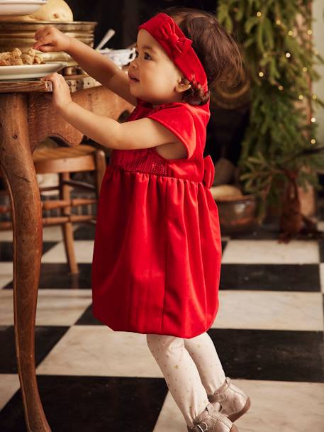 Baby Weihnachts-Set: Kleid & Haarband - rot - 10