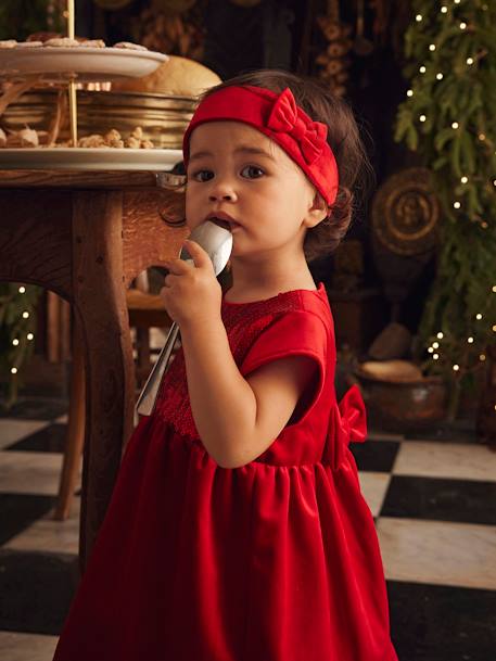 Baby Weihnachts-Set: Kleid & Haarband - rot - 8