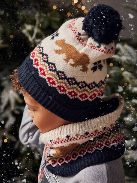 Jungen Geschenk-Set: Mütze, Loopschal & Handschuhe, Weihnachten - nachtblau - 7