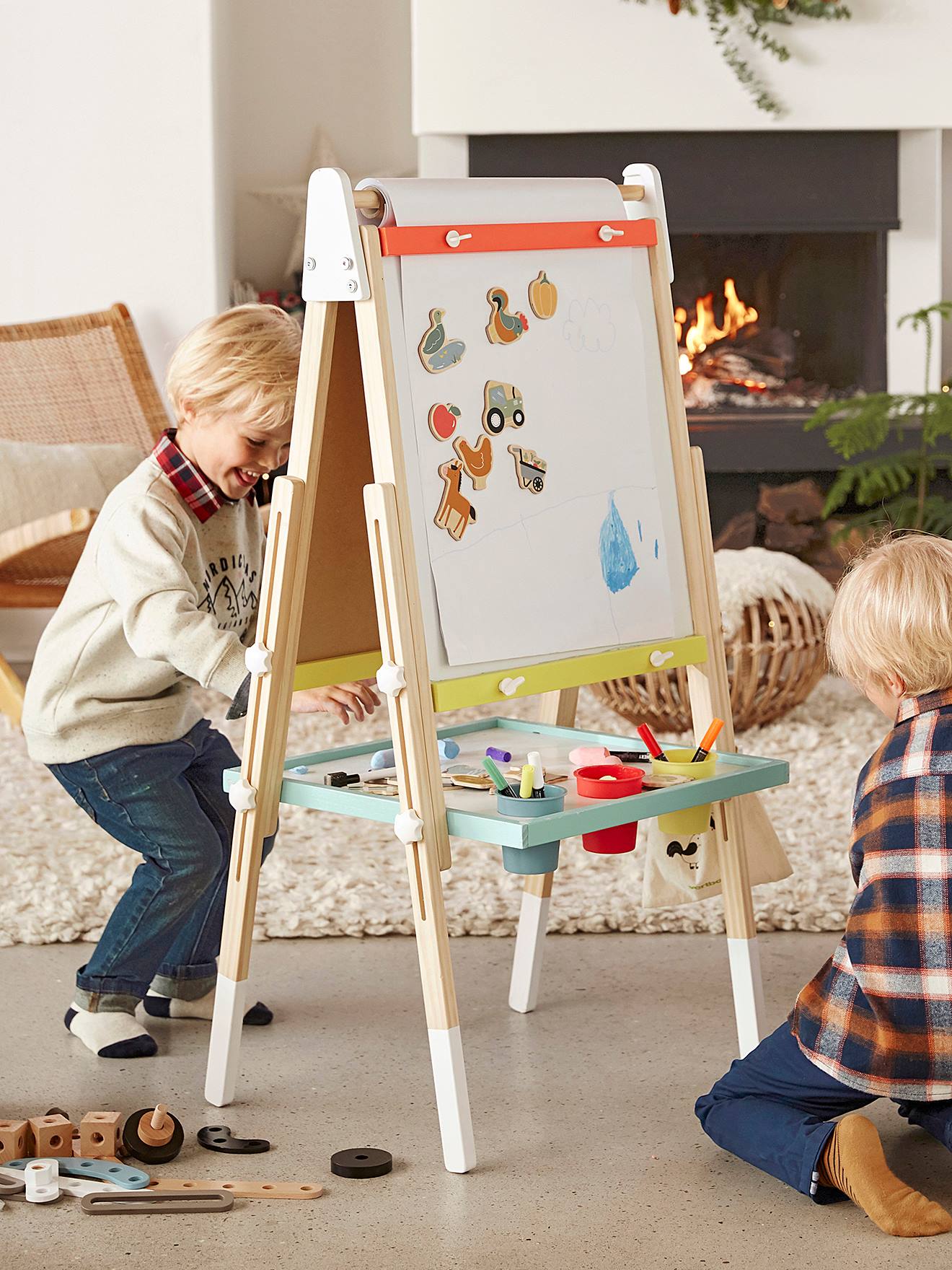 3-in-1 Tafel mit Mal-Zubehör Holz FSC®