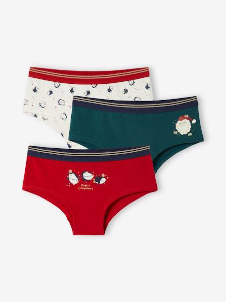 3er-Pack Mädchen Shortys, Weihnachten - rot - 2
