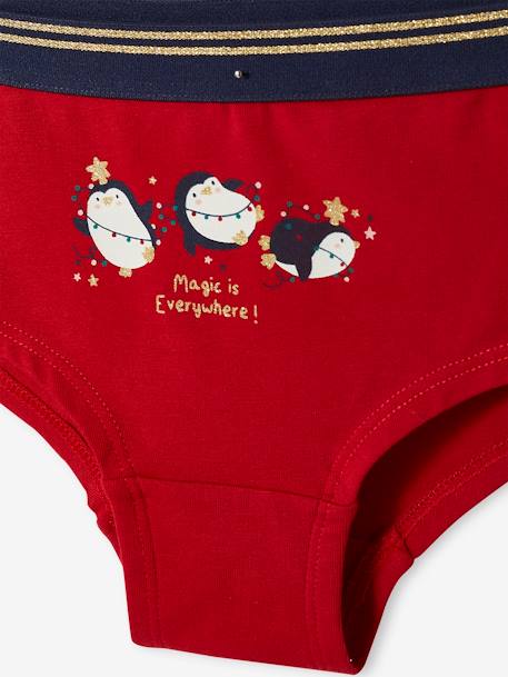 3er-Pack Mädchen Shortys, Weihnachten - rot - 4