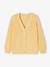 Mädchen Strickjacke mit V-Ausschnitt - gelb+grün+koralle - 1