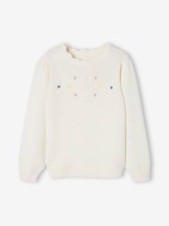 Maedchenkleidung-Pullover, Strickjacken & Sweatshirts-Mädchen Pullover mit Blumenstickerei Oeko-Tex