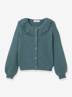 Maedchenkleidung-Pullover, Strickjacken & Sweatshirts-Strickjacken-Mädchen Cardigan mit Rüschenkragen CYRILLUS