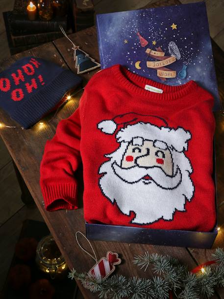 Jungen Geschenk-Set: Pullover & Mütze, Weihnachten Oeko-Tex - rot - 2