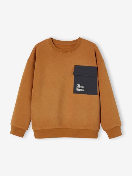 Jungen Sport-Sweatshirt mit Tasche - braun - 3