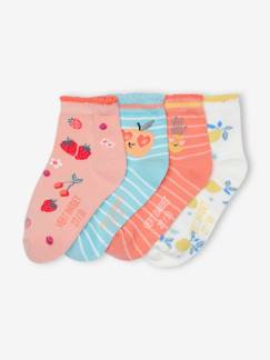 Maedchenkleidung-Unterwäsche, Socken, Strumpfhosen-4er-Pack Mädchen Socken mit Obstmotiv Oeko-Tex