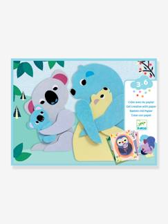 Spielzeug-Kreativität-Sticker, Collagen & Knetmasse-Bastel-Set mit Collagen „Kuschelnde Tiere“ DJECO