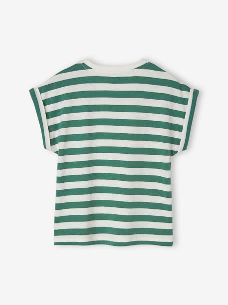 Mädchen T-Shirt, personalisierbar Oeko-Tex - grün gestreift+rosa gestreift - 3
