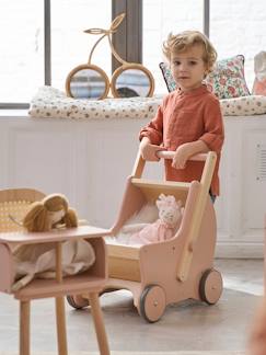 Spielzeug-2-in-1 Puppen-Kinderwagen, Lauflernwagen, Holz FSC