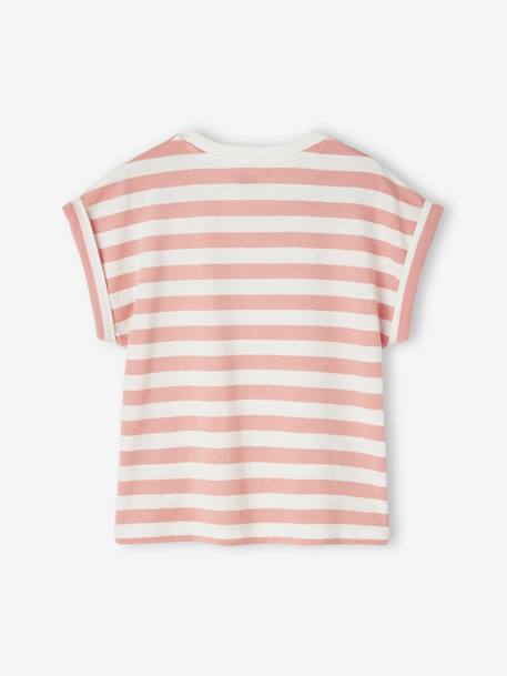 Mädchen T-Shirt, personalisierbar Oeko-Tex - grün gestreift+rosa gestreift - 8