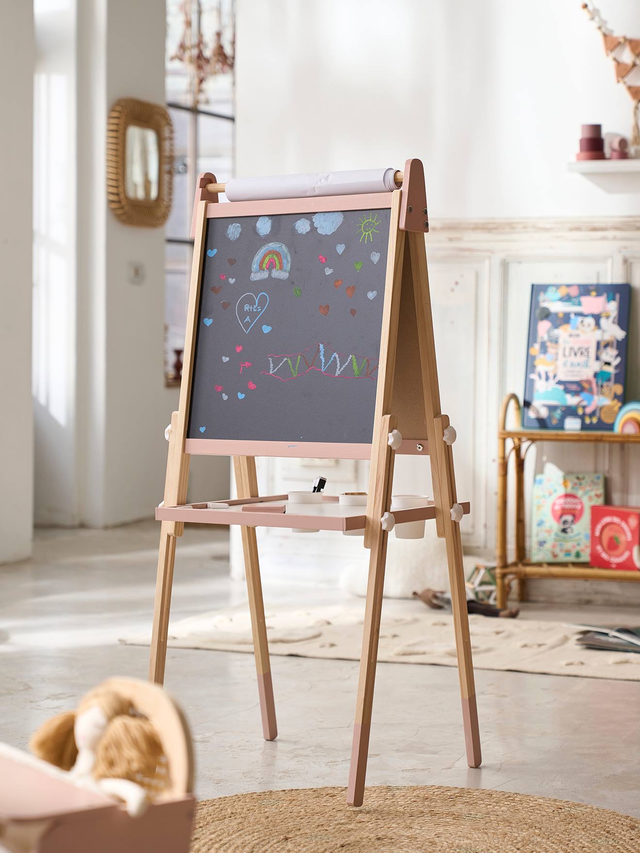 3-in-1 Tafel mit Mal-Zubehör Holz FSC®