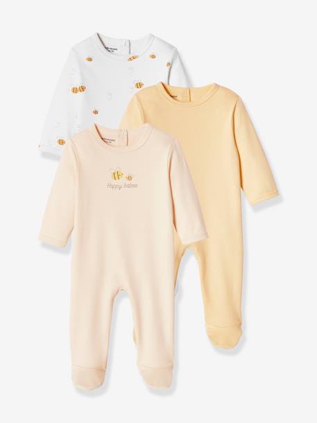 3er-Pack Baby Strampler aus Interlock-Jersey BASIC - hellblau+violett+wollweiß - 21