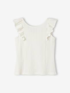 Maedchenkleidung-Shirts & Rollkragenpullover-Shirts-Mädchen Volant-Top aus Pointelle-Jersey