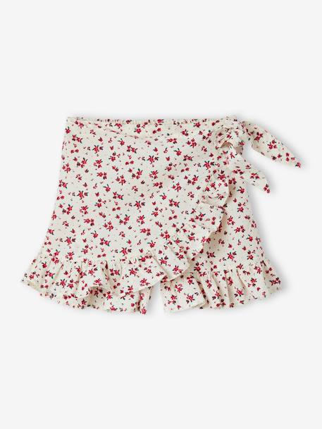 Mädchen Skort - grün+himbeer+wollweiß - 12