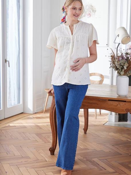 Bluse für Schwangerschaft und Stillzeit - wollweiß+ziegel - 4