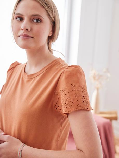 Umstands-Shirt - wollweiß+ziegel - 14