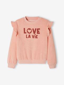 Maedchenkleidung-Pullover, Strickjacken & Sweatshirts-Sweatshirts-Mädchen Frottee-Sweatshirt mit Volants