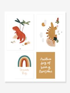 Dekoration & Bettwäsche-Dekoration-Bilder, Poster & Sonstiges-4er-Set Kinderzimmer Poster mit Dinos SUNNY LILIPINSO