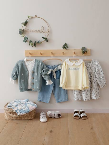 Gesmoktes Mädchen Baby Kleid - weiß - 6