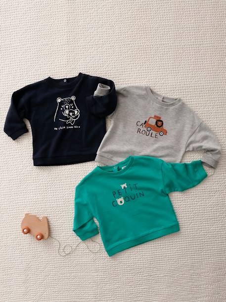Baby Sweatshirt BASIC - grau meliert+nachtblau+senfgelb - 5