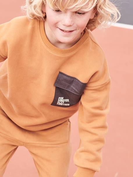 Jungen Sport-Sweatshirt mit Tasche - braun - 1