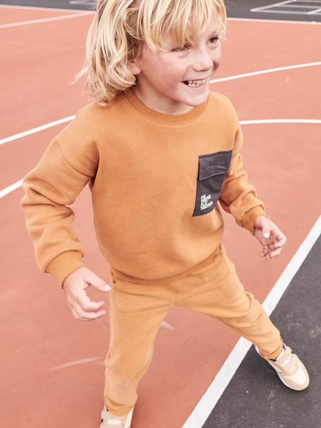 Jungen Sport-Sweatshirt mit Tasche - braun - 7