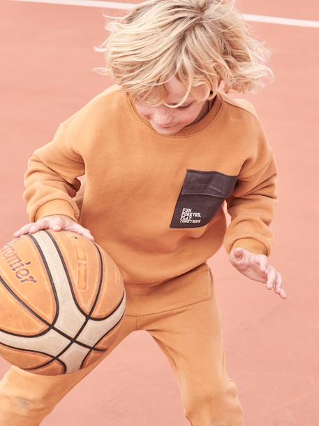 Jungen Sport-Sweatshirt mit Tasche - braun - 2