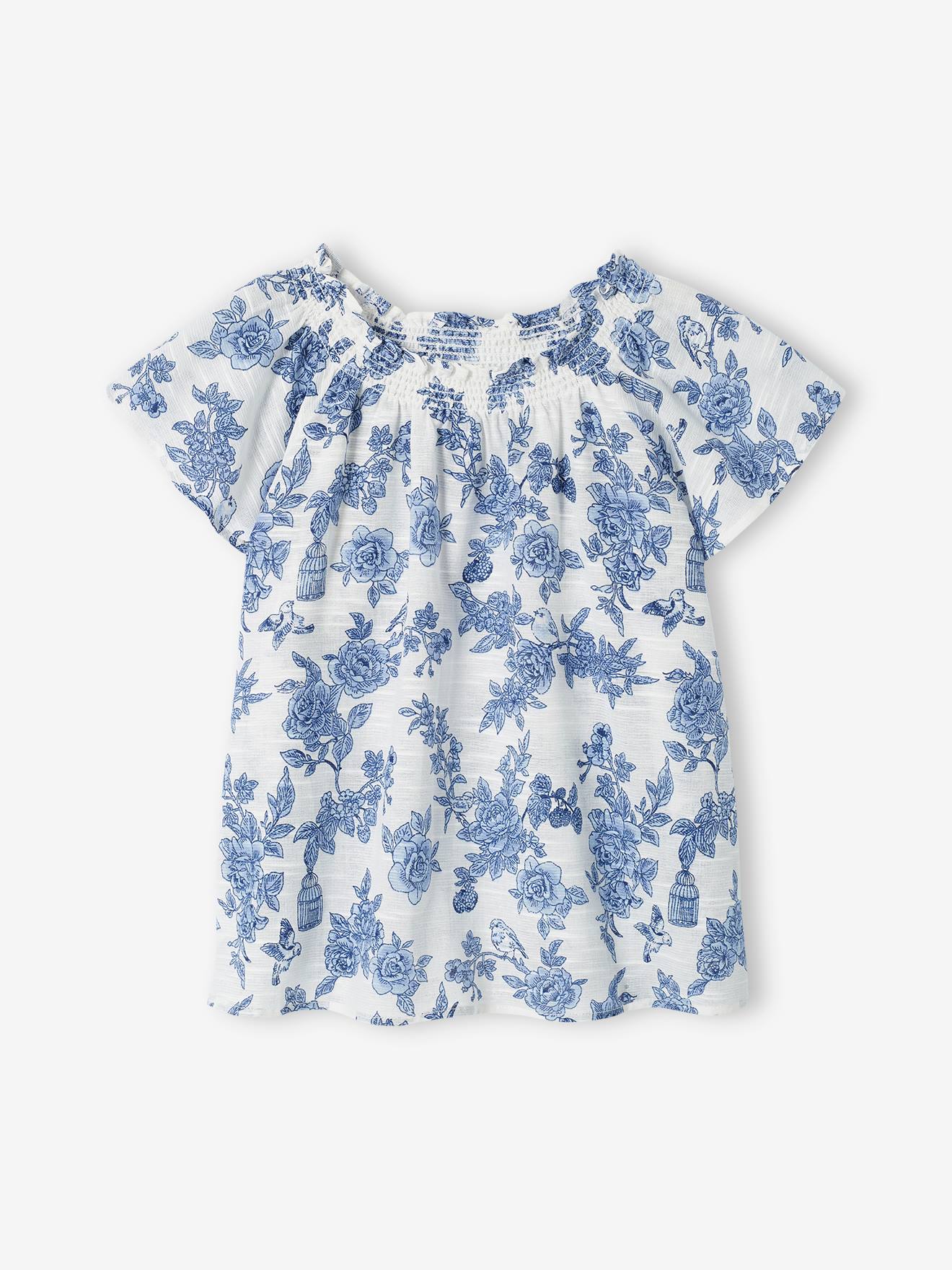 Mädchen Bluse Mit Blumenprint - Rüschenbluse Von Vertbaudet