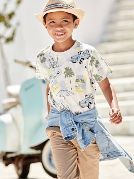 Jungen T-Shirt, Urlaubs-Print weiß bedruckt 1