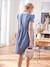 Musselin-Kleid, Schwangerschaft & Stillzeit Oeko-Tex - aquamarin+blau+marine+weiß - 8
