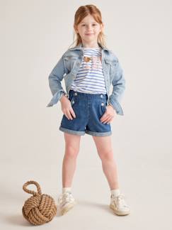 Maedchenkleidung-Shorts & Bermudas-Mädchen Jeansshorts mit Zierknöpfen