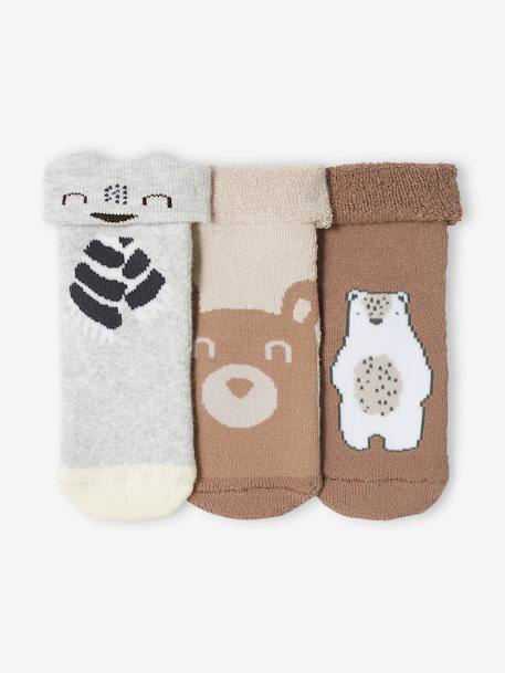 3er-Pack Baby Socken, Teddybär Oeko-Tex - hellbraun - 2