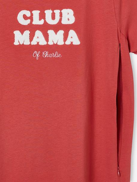 Bio-Kollektion: T-Shirt für Schwangerschaft & Stillzeit „Club Mama“, personalisierbar - anthrazit+blau+rosa+ziegel - 29