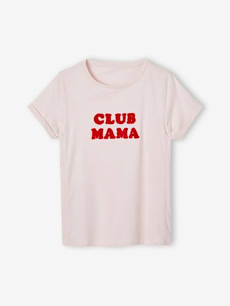 Bio-Kollektion: T-Shirt für Schwangerschaft & Stillzeit „Club Mama“, personalisierbar - anthrazit+blau+rosa+ziegel - 22