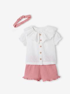 Babymode-Mädchen Baby-Set: Bluse, Shorts & Haarband
