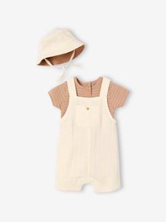 Babymode-Baby-Sets-Baby-Set: Latzhose, Body & Sonnenhut