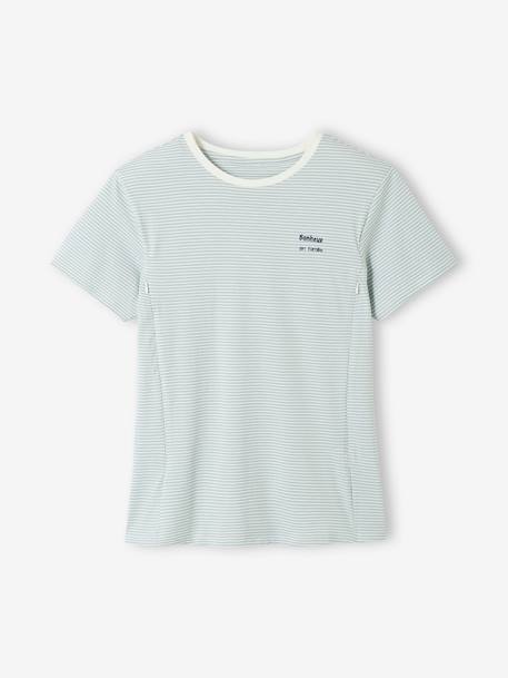 T-Shirt aus Baumwolle, Schwangerschaft & Stillzeit, personalisierbar Oeko-Tex - grün gestreift+marine gestreift+rot gestreift - 5