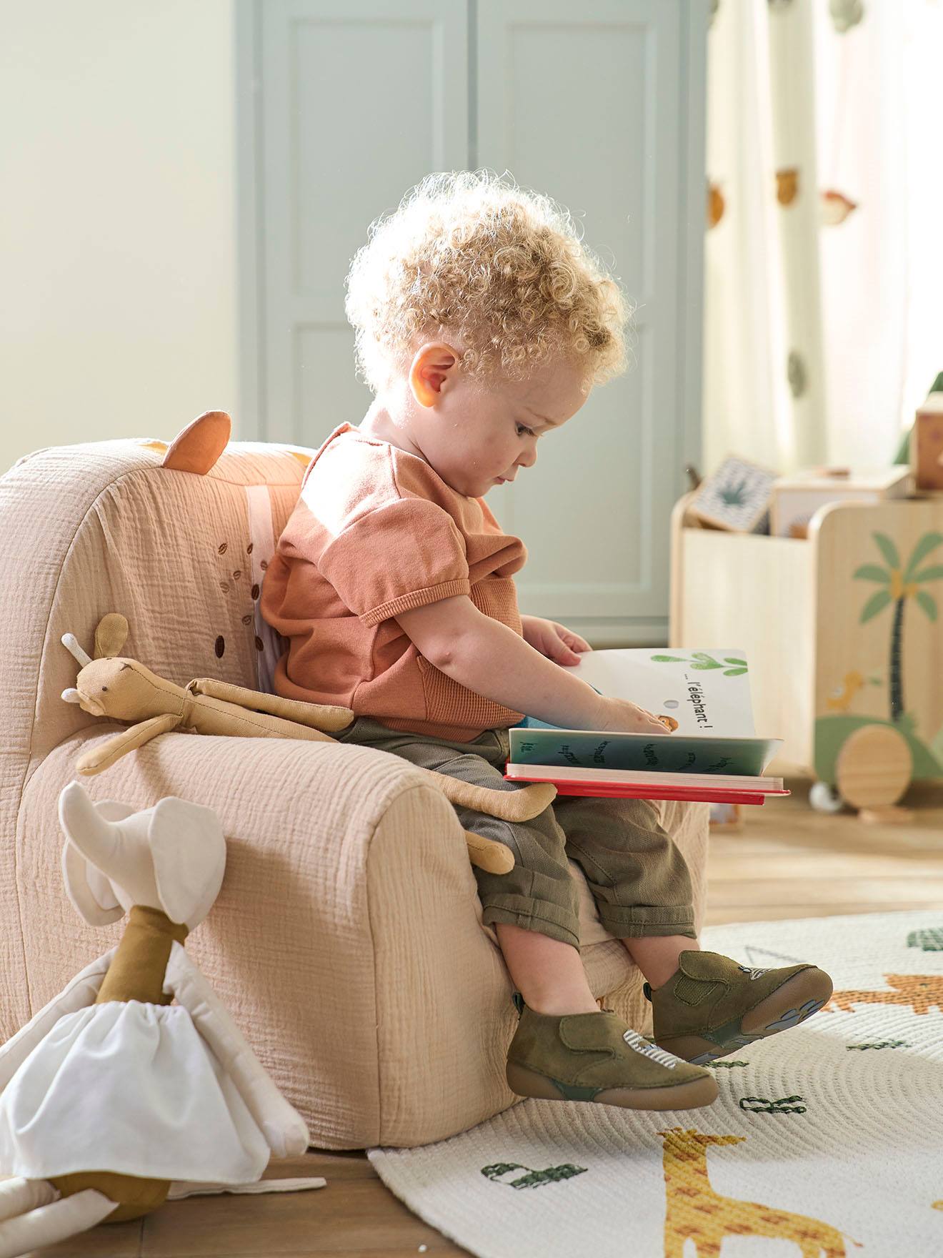 Kindersessel TIGER mit Musselin-Bezug für Kinderzimmer