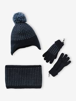 Jungenkleidung-Accessoires-Mützen, Schals & Handschuhe-Jungen-Set: Mütze, Rundschal & Handschuhe