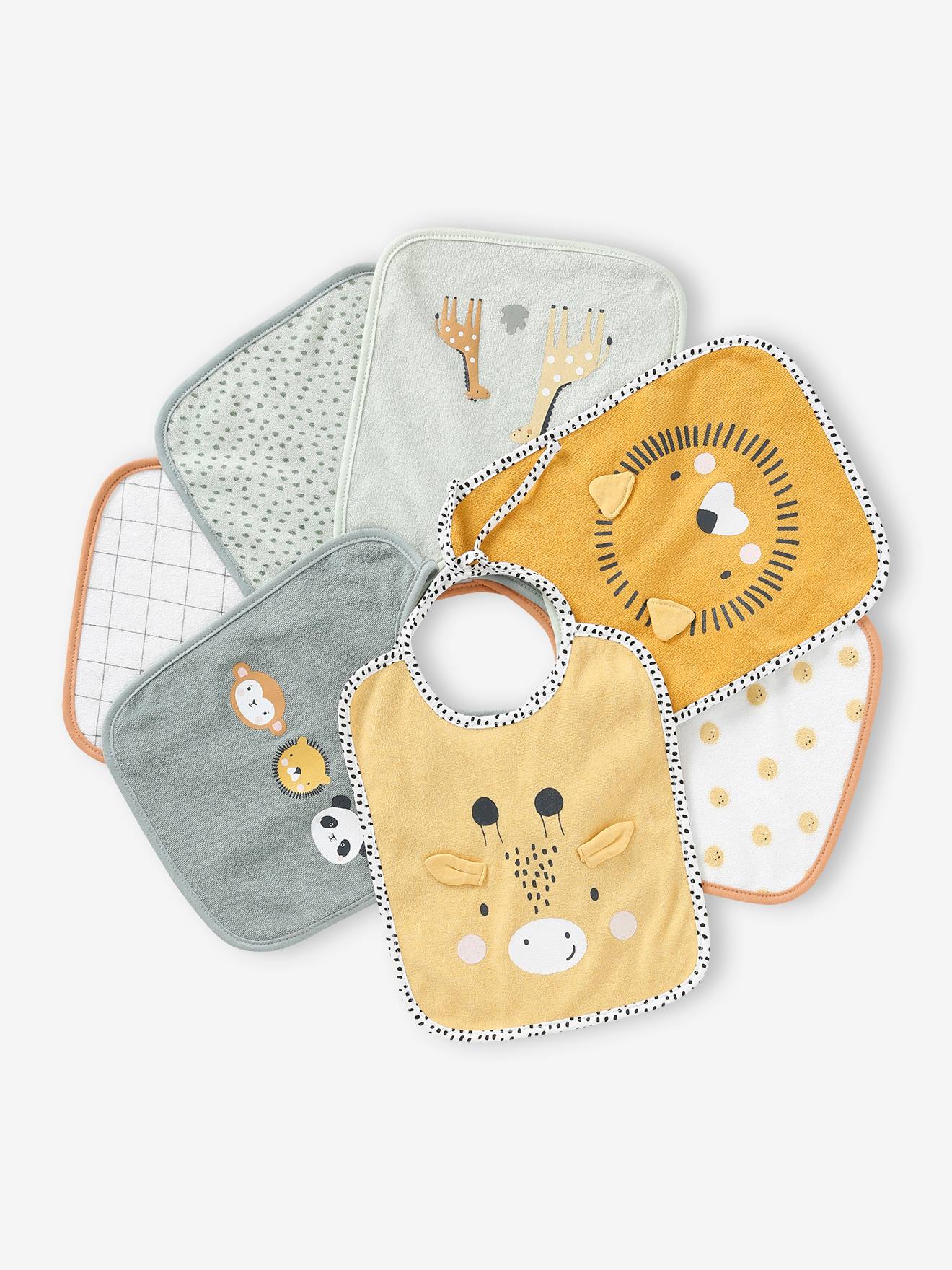 7er-Pack Baby Lätzchen mit Prints und Applikationen pandafreunde