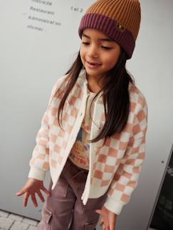 Maedchenkleidung-Pullover, Strickjacken & Sweatshirts-Strickjacken-Mädchen Strickjacke mit Schachbrettmuster