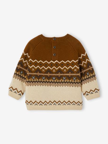 Baby Jacquard-Pullover Oeko-Tex - braun+hellgrau+wollweiß - 10